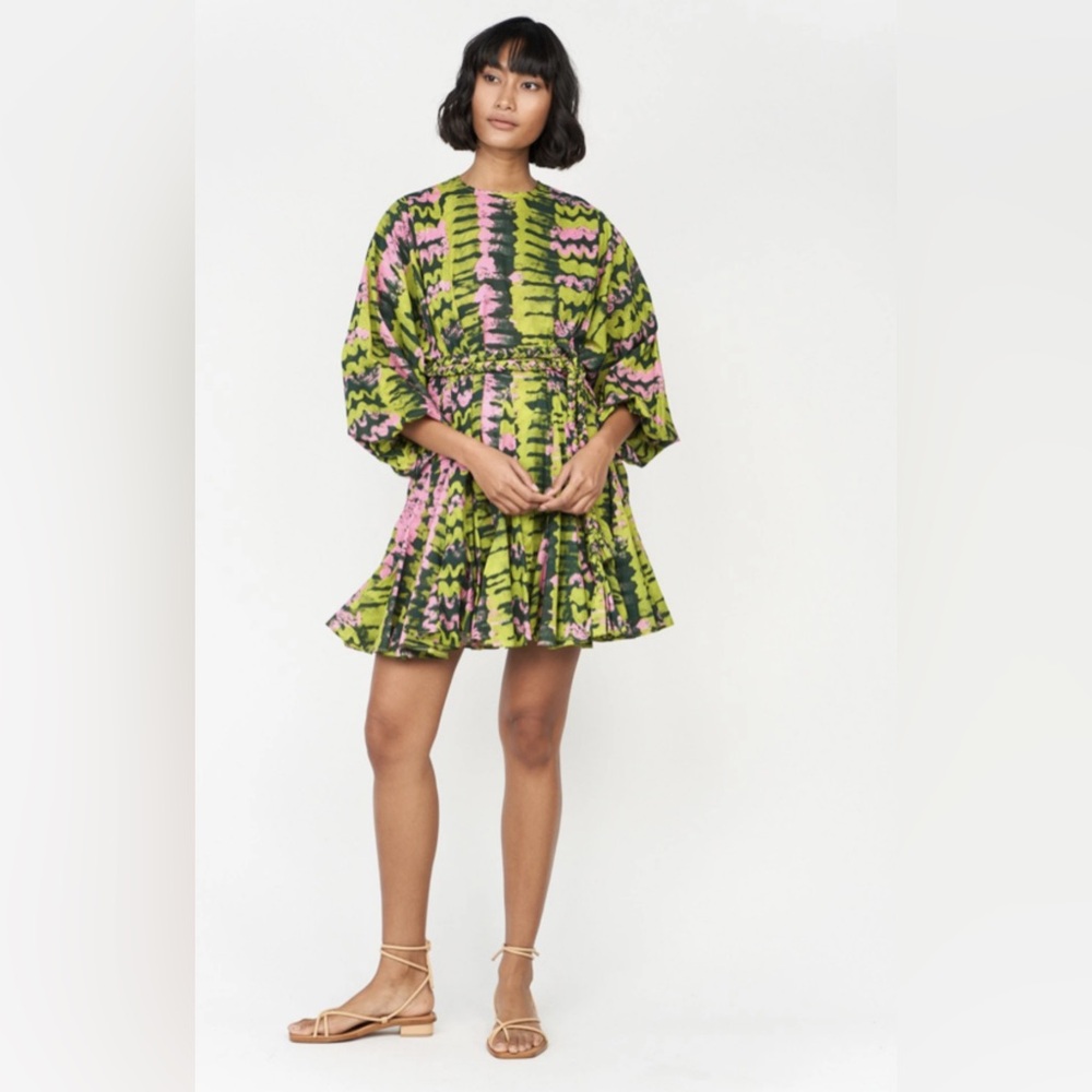 Rhode Resort ELLA Dress Green Ripple size S